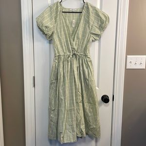 Madewell plaid tie waist midi dress